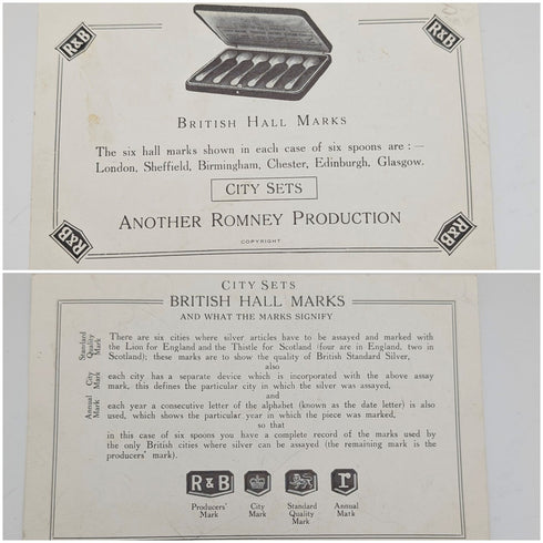 1957 年英國復古多標誌純銀茶匙 x6 共 80 克 Roberts&Belk 盒裝