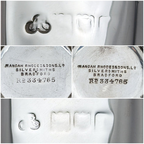 1899年 英国アンティーク 純銀製 花瓶ペア ピアス装飾 計445g Manoah Rhodes