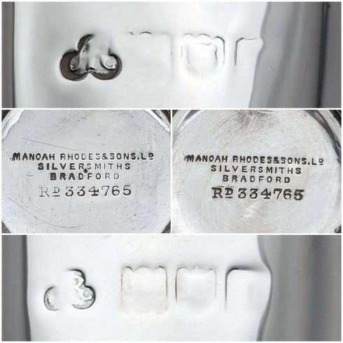 1899年 英国アンティーク 純銀製 花瓶ペア ピアス装飾 計445g Manoah Rhodes
