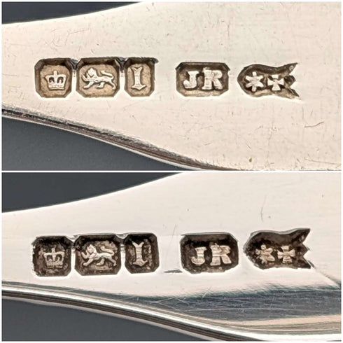 1912年 英国アンティーク 純銀製ティースプーン6本&シュガートングセット 計108g ケース入 Joseph Rodgers&Sons