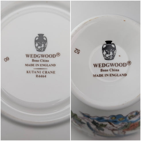 British Vintage Wedgwood "Kutani Crane" Cup & Saucer, Set of 3 (2)