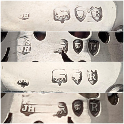 1892 British antique sterling silver sugar shaker pair, 145g total, Possibly Sibray Hall & Co, case included