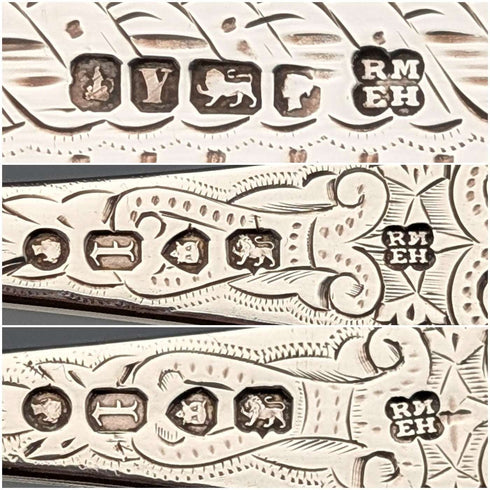 英國古董純銀餐具套裝,約 1866 年,總重 110 克,附盒,Martin, Hall & Co.
