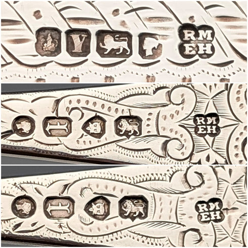 1866年頃 英国アンティーク 純銀製 クリスニングカトラリーセット 計110g ケース入 Martin, Hall&Co