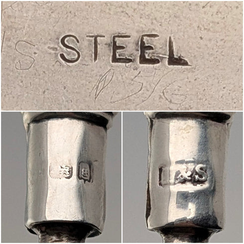 1906 British antique pure silver handle shoehorn Levi&Salaman