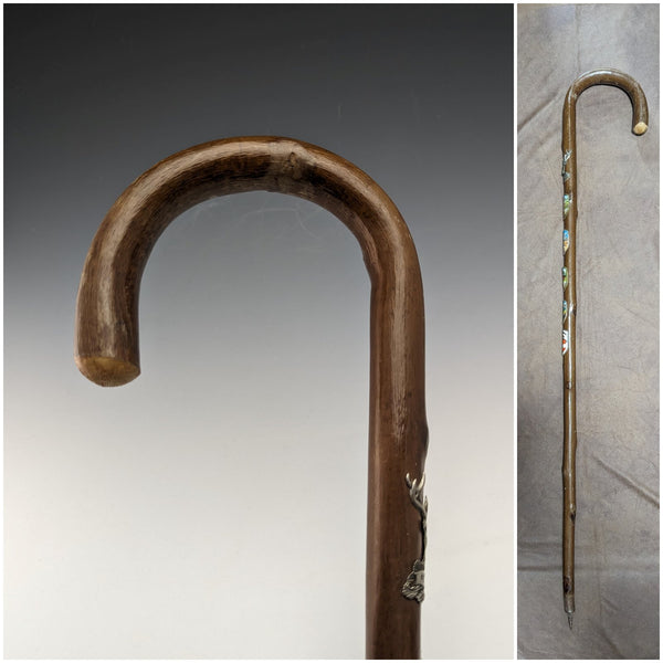 ヴィンテージ 紳士用 ヨーロッパ周遊 ツーリストステッキ ブラウンシャフト 90cm