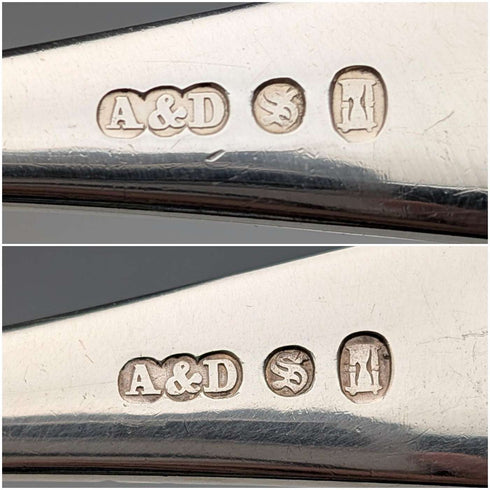 1900年左右 英國古董 銀器製魚餐具6對 Allen&Darwin
