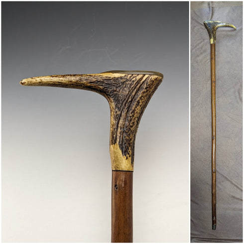 英国ヴィンテージ 紳士用ステッキ アントラーハンドル ブラウンシャフト 94cm