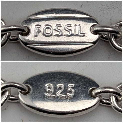 復古純銀花式鏈條項鍊,42厘米,23克,FOSSIL