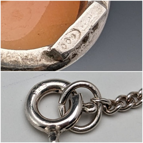 ヴィンテージ カメオペンダント ブローチ 純銀ネックレス