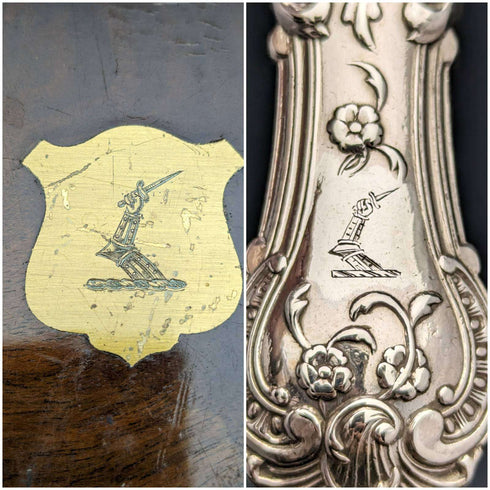 1877年 英国アンティーク 純銀製 カトラリー12ペア 計1475g Francis Higgins 木箱入り