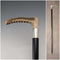 1914 British antique black shaft L-shaped antler handle pure silver decorated walking stick 88cm