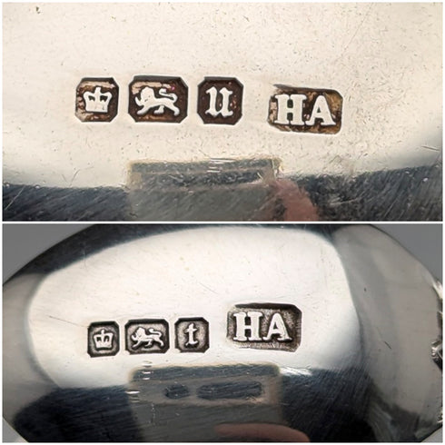 1912 British Antique Sterling Silver Teaspoon & Sugar Tongs Set of 6 in Case, Atkin Brothers