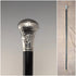 1916 English Antique Black Shaft Sterling Silver Rondel Handle Walking Stick 90cm