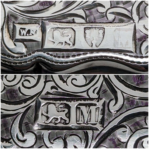 1895年 英国アンティーク 純銀製 両開き型カードケース 91g William Neale