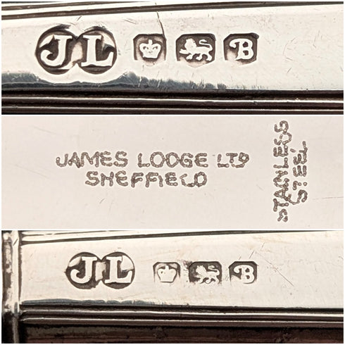 1969 British Vintage Sterling Silver Handle Tea Cutlery, 6 Pairs, John Lodge, in Case