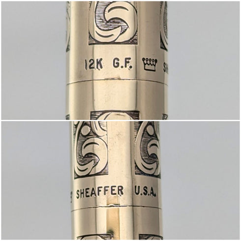 Vintage American Sheaffer 12K gold plated mechanical pencil and ballpoint pen set in case