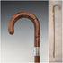 1934 British vintage tan shaft bent handle pure silver decorated walking stick 83cm