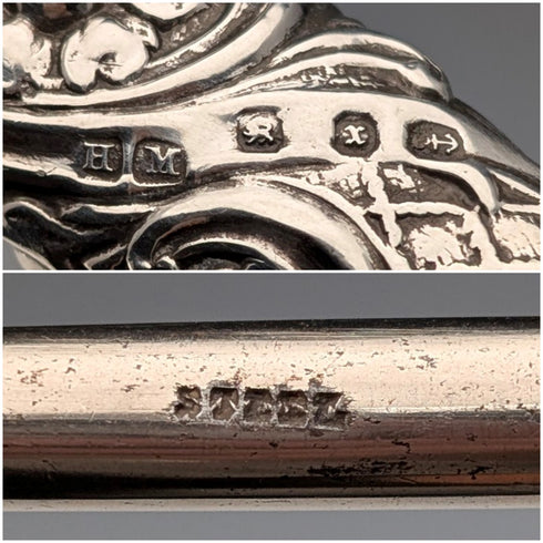 1897年 英国アンティーク 純銀ハンドル 大型ボタンフック Henry Matthews