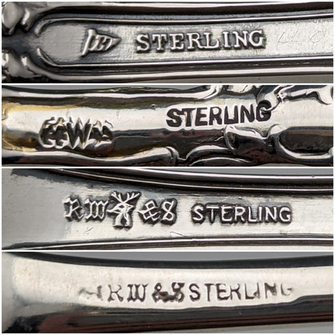 Around 1900 US Antique Sterling Silver Souvenir Spoon x4 Dessert Spoon Size