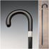 1927 British vintage black shaft, curved handle, pure silver decoration, walking stick, 88cm, J Howell & Co.