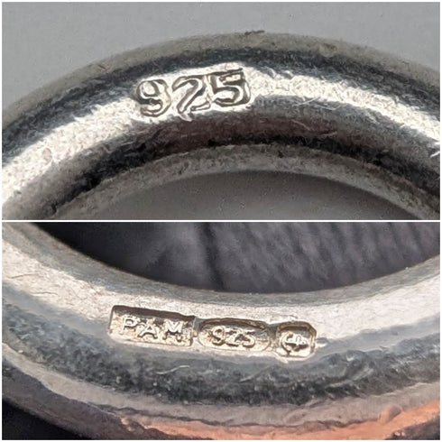 British Vintage Sterling Silver Donut Chain Necklace with Heart Charm, 45cm, 60g