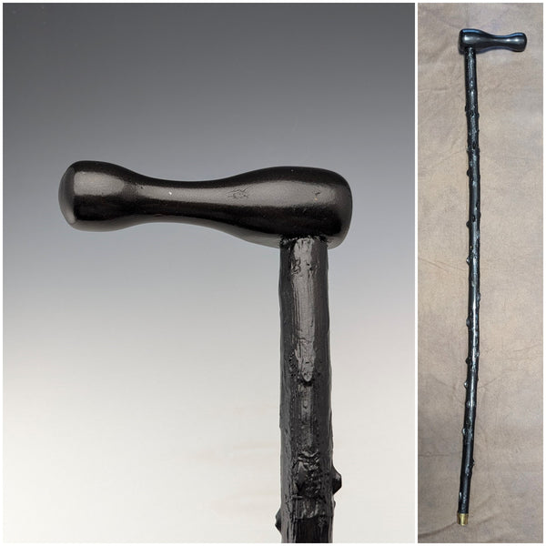 British Vintage Men's L-Handle Bramble Shaft Walking Stick 91cm