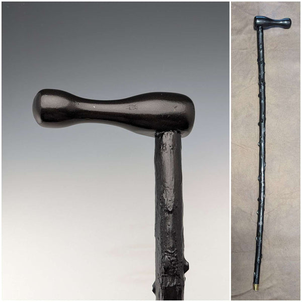 British Vintage Men's L-Handle Bramble Shaft Walking Stick 91cm