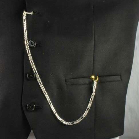 Silver Plated Pull Ring Type Albert Chain Funry Link