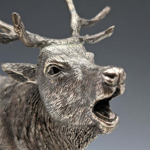 純銀張り彫刻 特大 牡鹿 オブジェ 900g 高さ20cm 英国 カントリーアーティスト社