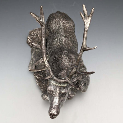 純銀張り彫刻 特大 牡鹿 オブジェ 900g 高さ20cm 英国 カントリーアーティスト社