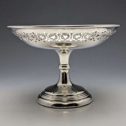 1909年 英国アンティーク 純銀(925シルバー) コンポート タッツァ 直径15cm 191g West & Son