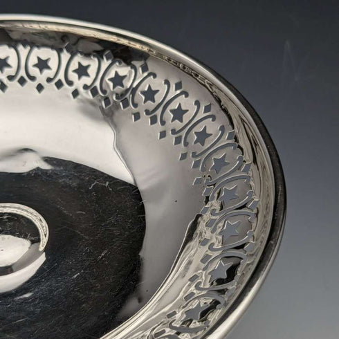 1909年 英国アンティーク 純銀(925シルバー) コンポート タッツァ 直径15cm 191g West & Son