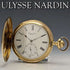 Reloj de bolsillo antiguo Ulysse Nardin, circa 1910, en buen estado de funcionamiento, caja de oro macizo de 18 quilates tipo saboneta, diámetro de 54 mm, 121 g.