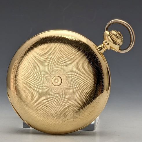 Reloj de bolsillo antiguo Ulysse Nardin, circa 1910, en buen estado de funcionamiento, caja de oro macizo de 18 quilates tipo saboneta, diámetro de 54 mm, 121 g.