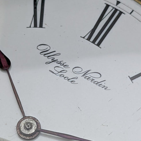 Reloj de bolsillo antiguo Ulysse Nardin, circa 1910, en buen estado de funcionamiento, caja de oro macizo de 18 quilates tipo saboneta, diámetro de 54 mm, 121 g.