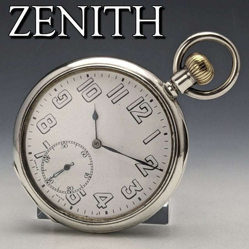 Reloj de bolsillo militar antiguo Zenith de 1918, caja de plata maciza, en funcionamiento
