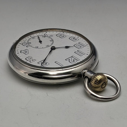 1918 古董加工品真力時純銀錶殼軍事風格懷錶