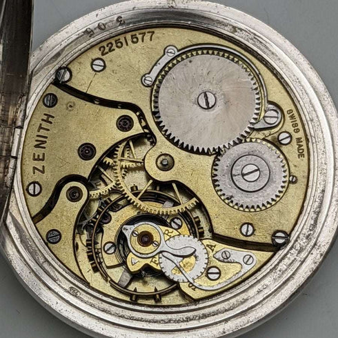 Reloj de bolsillo militar antiguo Zenith de 1918, caja de plata maciza, en funcionamiento