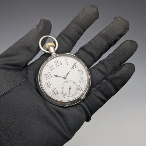 1918 古董加工品真力時純銀錶殼軍事風格懷錶