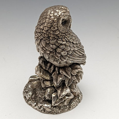 純銀雕塑貓頭鷹對象 109 克高 7.5 厘米英國鄉村藝術家公司