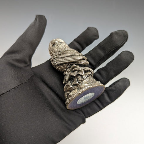 純銀雕塑貓頭鷹對象 109 克高 7.5 厘米英國鄉村藝術家公司