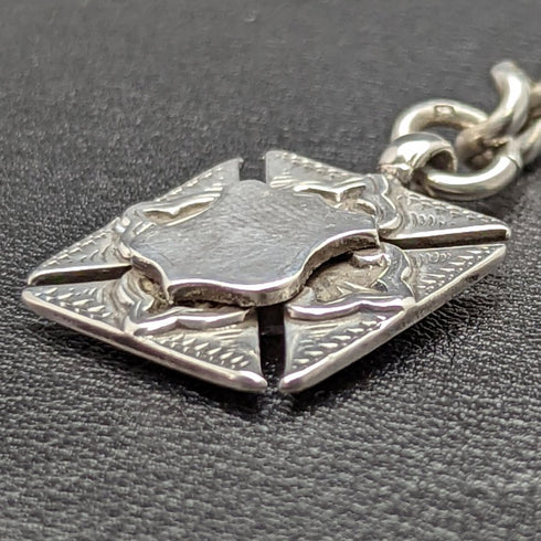 1900 年左右英國古董純銀(925 銀)Albert 鏈條超厚 73 克純銀雙面鏈扣