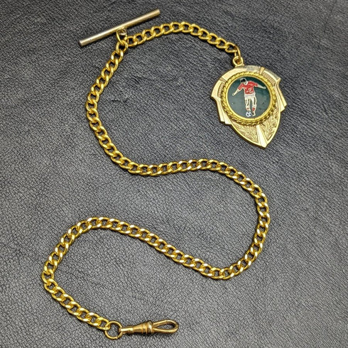 UK Gold Plated Albert Chain 43g Soccer Medal Fob