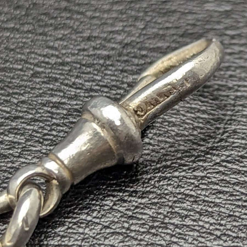 Antigua cadena Albert de plata de ley (925) extra gruesa, Reino Unido, circa 1900, 75 g, con lingote de plata pura.