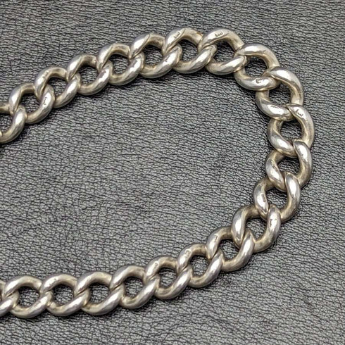 Antigua cadena Albert de plata de ley (925) extra gruesa, Reino Unido, circa 1900, 75 g, con lingote de plata pura.
