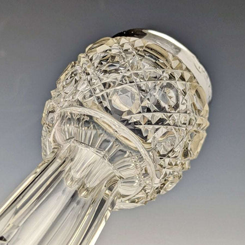 Jarrón de cristal tallado con decoración de plata de ley, antiguedad británica de 1910, 383 g, C C May & Sons