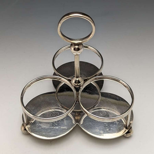 1902년경 영국 앤티크 순은 & 컷 글라스 양념통 세트 366g ELKINGTON & Co