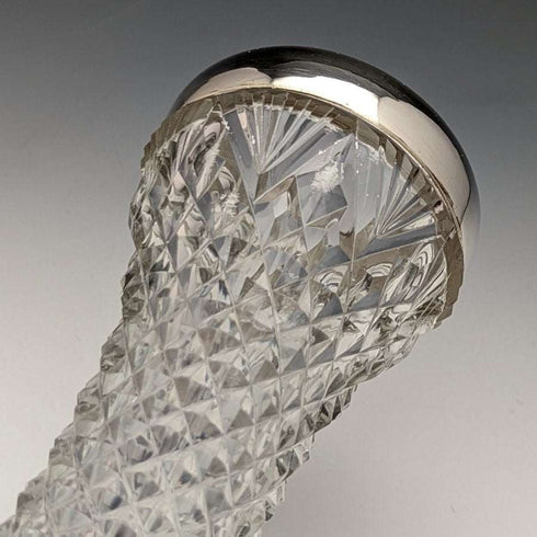 Jarrón de cristal tallado con decoración de plata de ley, antigüedades británicas de 1901, 598 g, GE Walton & Co