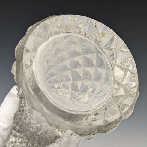 Jarrón de cristal tallado con decoración de plata de ley, antigüedades británicas de 1901, 598 g, GE Walton & Co